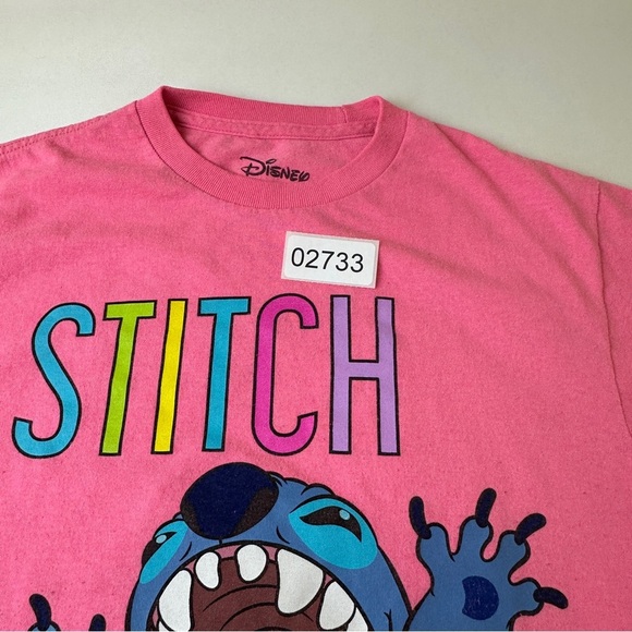 Disney Stitch Shirt Womens Small Pink Lilo & Stitch Graphic Tee Movie Cartoon - Picture 2 of 8